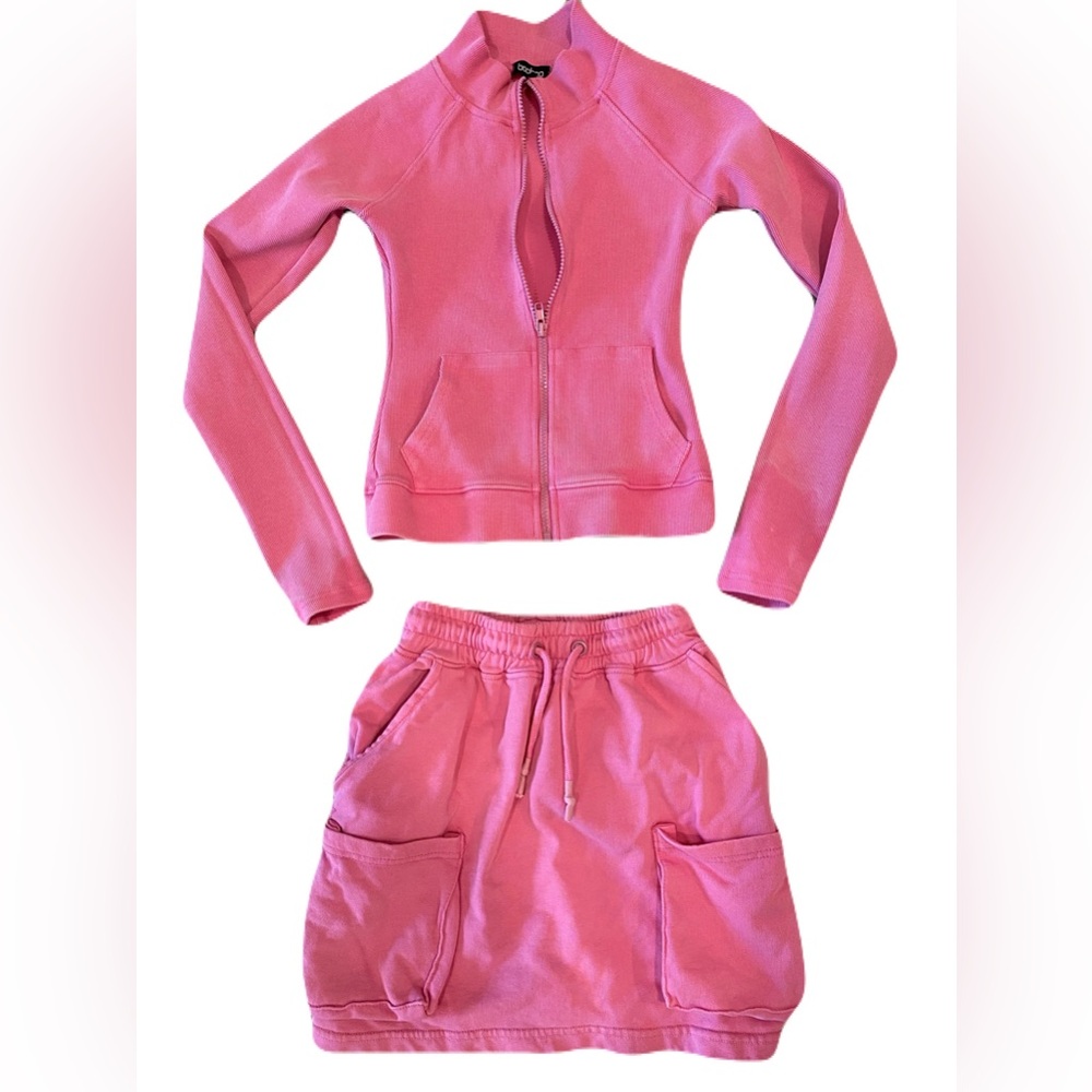 Barbie Pink Zip-Up Jacket & Skirt Set